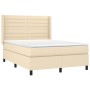 Boxspringbett-Matratze und LED-Leuchten, cremefarbener Stoff, 140 x 190 cm von , Betten und Lattenroste - Ref: Foro24-3138394...