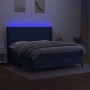 Cama box spring colchón y luces LED tela azul 180x200 cm de , Camas y somieres - Ref: Foro24-3138419, Precio: 647,65 €, Descu...