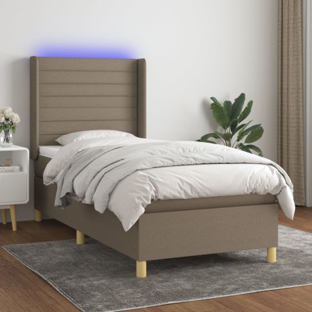 Box spring bed with mattress and LED lights taupe gray fabric 90x200 cm by , Beds and slatted bases - Ref: Foro24-3138929, Pr...