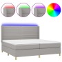 Cama box spring con colchón tela y LED gris claro 200x200 cm de , Camas y somieres - Ref: Foro24-3138981, Precio: 652,18 €, D...