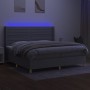 Cama box spring con colchón tela y LED gris claro 200x200 cm de , Camas y somieres - Ref: Foro24-3138981, Precio: 631,37 €, D...