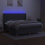 Box spring bed mattress and LED lights dark gray fabric 180x200 cm by , Beds and slatted bases - Ref: Foro24-3138974, Price: ...