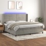 Cama box spring colchón y LED terciopelo gris claro 200x200 cm de , Camas y somieres - Ref: Foro24-3139643, Precio: 686,09 €,...