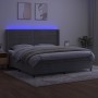 Box spring bed with mattress and LED light gray velvet 200x200 cm by , Beds and slatted bases - Ref: Foro24-3139643, Price: 6...