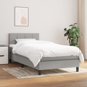 Box spring bed with light gray fabric mattress 90x190 cm by , Beds and slatted bases - Ref: Foro24-3140017, Price: 298,77 €, ...