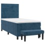 Cama box spring con colchón terciopelo azul oscuro 100x200 cm de , Camas y somieres - Ref: Foro24-3137891, Precio: 402,82 €, ...