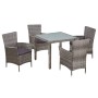 Set de comedor de jardín 5 pzas y cojines ratán sintético gris de vidaXL, Conjuntos de jardín - Ref: Foro24-44072, Precio: 41...