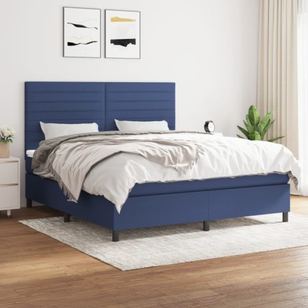 Box spring bed with blue fabric mattress 180x200 cm by , Beds and slatted bases - Ref: Foro24-3141879, Price: 629,28 €, Disco...