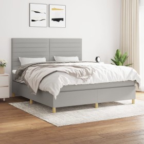 Box spring bed with light gray fabric mattress 180x200 cm by , Beds and slatted bases - Ref: Foro24-3142433, Price: 609,79 €,...