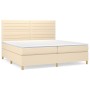 Cama box spring con colchón tela color crema 200x200 cm de , Camas y somieres - Ref: Foro24-3142446, Precio: 692,87 €, Descue...