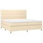 Cama box spring con colchón tela color crema 200x200 cm de , Camas y somieres - Ref: Foro24-3142446, Precio: 692,87 €, Descue...