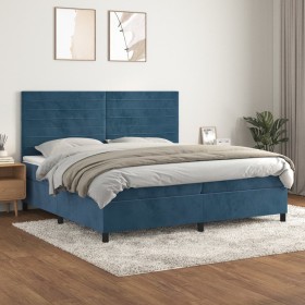 Box spring bed with dark blue velvet mattress 200x200 cm by , Beds and slatted bases - Ref: Foro24-3143107, Price: 696,27 €, ...