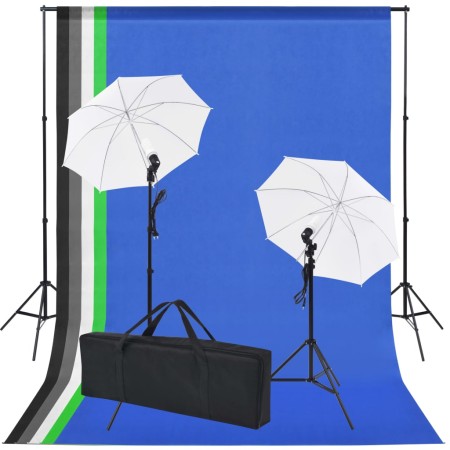 Study kit with 5 colored backdrops and 2 umbrellas by vidaXL, Flashes and studio lighting - Ref: Foro24-190206, Price: 109,07...