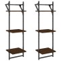 Wall shelves 3 levels bars 2 units brown oak 30x25x100 cm by , Shelves and shelves - Ref: Foro24-836262, Price: 27,36 €, Disc...