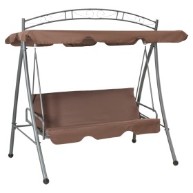 Outdoor convertible swing bench with canopy in brown color by vidaXL, Garden rockers - Ref: Foro24-43242, Price: 228,99 €, Di...