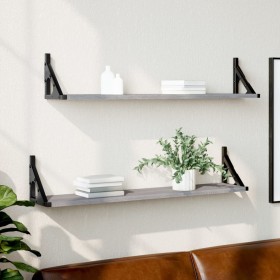 Wall shelves 2 pcs Sonoma gray engineered wood 80x15x15.5cm by , Shelves and shelves - Ref: Foro24-836331, Price: 33,86 €, Di...