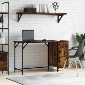 Computer desk engineered wood smoke oak 131x48x75 cm by , Desks - Ref: Foro24-836220, Price: 80,34 €, Discount: %