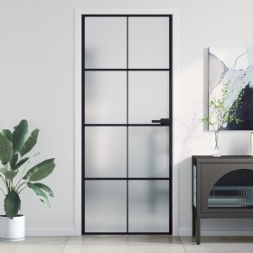 Slim black glass and aluminum interior door 83x201.5 cm by , Doors for the home - Ref: Foro24-155127, Price: 218,13 €, Discou...