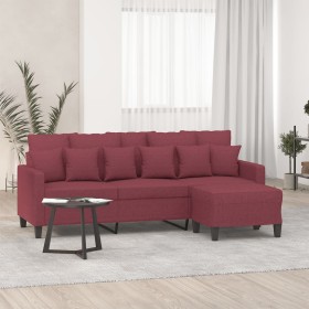 Sofá de 3 plazas con taburete de tela rojo tinto 180 cm de , Sofás - Ref: Foro24-3201095, Precio: 350,48 €, Descuento: %