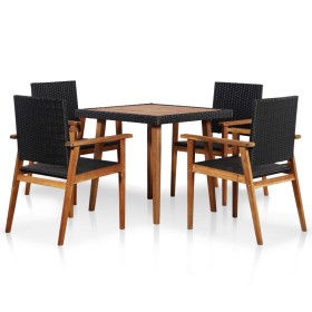 Garden dining set 5 pieces black and brown synthetic rattan by vidaXL, Garden sets - Ref: Foro24-44074, Price: 361,05 €, Disc...