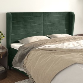 Cabecero con orejas de terciopelo verde oscuro 203x23x118/128cm de , Cabeceros y pies de cama - Ref: Foro24-3118165, Precio: ...