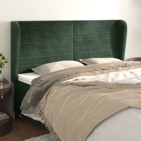 Headboard with dark green velvet ears 183x23x118/128cm by , Headboards and footboards - Ref: Foro24-3118159, Price: 132,71 €,...