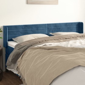 Dark blue velvet headboard 203x16x78/88 cm by , Headboards and footboards - Ref: Foro24-3118978, Price: 76,70 €, Discount: %