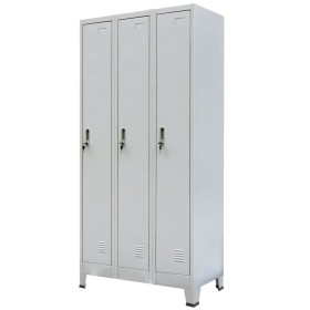 Locker cabinet with 3 compartments gray steel 90x45x180 cm by vidaXL, Lockers and storage cabinets - Ref: Foro24-20155, Price...