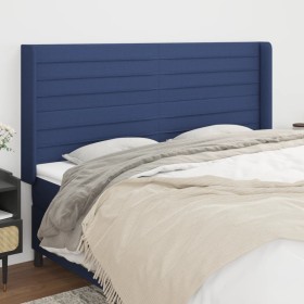 Headboard with blue fabric ears 203x16x118/128 cm by , Headboards and footboards - Ref: Foro24-3119748, Price: 135,99 €, Disc...