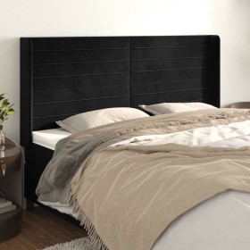 Cabecero con orejas de terciopelo negro 203x16x118/128 cm de , Cabeceros y pies de cama - Ref: Foro24-3119788, Precio: 130,99...