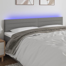 Headboard with LED in dark gray fabric 180x5x78/88 cm by , Headboards and footboards - Ref: Foro24-3121767, Price: 62,99 €, D...