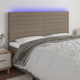 Headboard with LED lights taupe gray fabric 200x5x118/128 cm by , Headboards and footboards - Ref: Foro24-3122590, Price: 137...