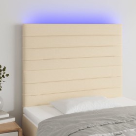 Headboard with LED lights cream fabric 100x5x118/128 cm by , Headboards and footboards - Ref: Foro24-3122559, Price: 77,03 €,...