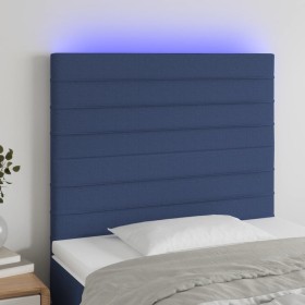 Cabecero con luces LED tela azul 90x5x118/128 cm de , Cabeceros y pies de cama - Ref: Foro24-3122552, Precio: 74,99 €, Descue...