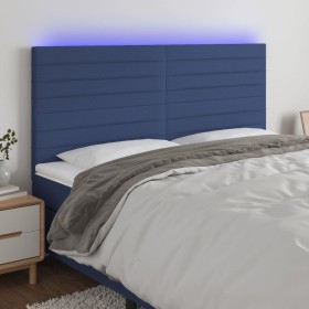 Headboard with LED lights blue fabric 180x5x118/128 cm by , Headboards and footboards - Ref: Foro24-3122584, Price: 132,99 €,...