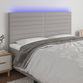 Headboard with LED lights light gray fabric 200x5x118/128 cm by , Headboards and footboards - Ref: Foro24-3122586, Price: 122...