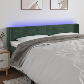 Dark green velvet headboard with LED 203x16x78/88 cm by , Headboards and footboards - Ref: Foro24-3123445, Price: 81,99 €, Di...