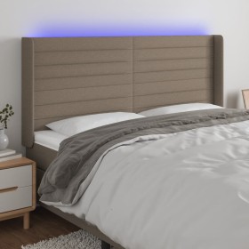 Taupe gray fabric headboard with LED 203x16x118/128 cm by , Headboards and footboards - Ref: Foro24-3124214, Price: 146,75 €,...