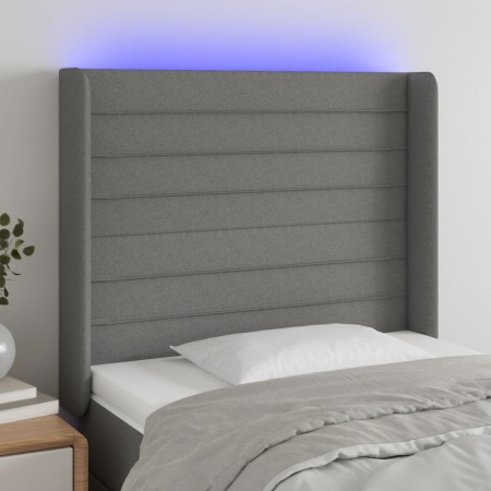 Dark gray fabric headboard with LED 93x16x118/128 cm by , Headboards and footboards - Ref: Foro24-3124171, Price: 72,99 €, Di...