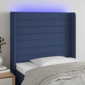 Blue fabric headboard with LED 103x16x118/128 cm by , Headboards and footboards - Ref: Foro24-3124184, Price: 85,11 €, Discou...