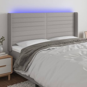 Light gray fabric headboard with LED 183x16x118/128 cm by , Headboards and footboards - Ref: Foro24-3124202, Price: 121,12 €,...