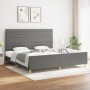 Bed frame with headboard dark gray fabric 200x200 cm by , Beds and slatted bases - Ref: Foro24-3125163, Price: 233,47 €, Disc...