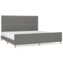 Bed frame with headboard dark gray fabric 200x200 cm by , Beds and slatted bases - Ref: Foro24-3125163, Price: 233,47 €, Disc...