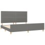 Bed frame with headboard dark gray fabric 200x200 cm by , Beds and slatted bases - Ref: Foro24-3125163, Price: 226,62 €, Disc...