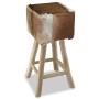 Real Leather and Solid Teak Wood Kitchen Stool by vidaXL, Kitchen stools - Ref: Foro24-244543, Price: 112,43 €, Discount: %