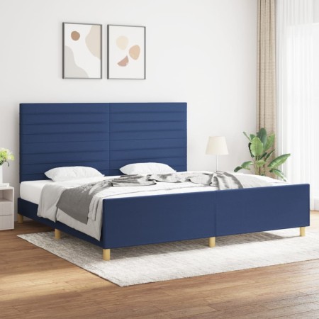 Estructura de cama con cabecero de tela azul 200x200 cm de , Camas y somieres - Ref: Foro24-3125168, Precio: 267,75 €, Descue...