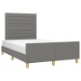 Bed frame with headboard in dark gray fabric 120x200 cm by , Beds and slatted bases - Ref: Foro24-3125123, Price: 164,54 €, D...