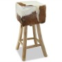 Real Leather and Solid Teak Wood Kitchen Stool by vidaXL, Kitchen stools - Ref: Foro24-244543, Price: 112,43 €, Discount: %