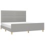 Bed frame with headboard light gray fabric 180x200 cm by , Beds and slatted bases - Ref: Foro24-3125154, Price: 220,06 €, Dis...