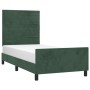 Dark green velvet bed frame with headboard 90x200 cm by , Beds and slatted bases - Ref: Foro24-3125797, Price: 149,00 €, Disc...